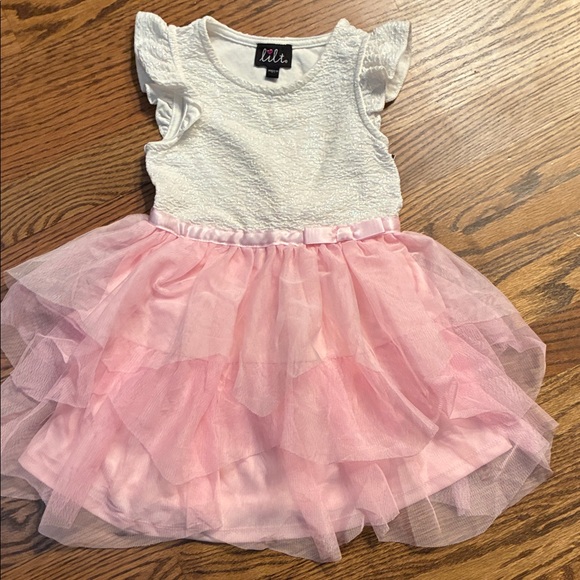 lilt Other - Lilt 3T White and Pink Tiered bottom Tulle Dress